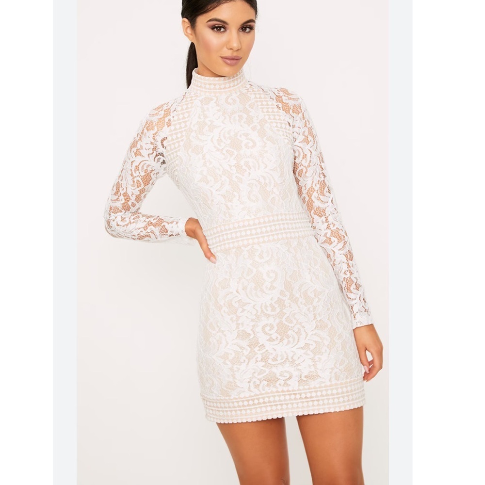 PrettyLittleThing White Lace Dress